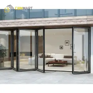 Portas De Vidro Deslizantes Break Thermal Aluminum Bi Folding Door para Varanda e Jardim divisor quintal