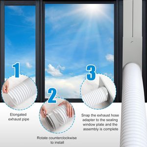 Climatiseur à usage domestique portable Kit de ventilation pour fenêtre coulissante de 5.9 pouces Coupleur de tuyau d'échappement de 1.5m Joint de fenêtre réglable-Alimentation manuelle - Product Image 5