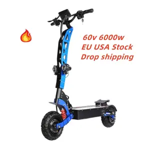 Powerful EU USA Warehouse 60v 35ah Long Range Adult 11inch Offroad Foldable 6000w Electric Scooter
