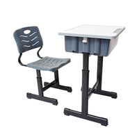 Vente directe d'usine de mobilier scolaire : Ensemble pupitre et chaise de classe à cadre noir avec sièges en plastique moulé monobloc