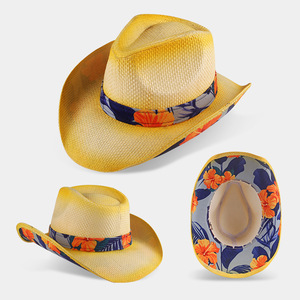 Sombrero de <span class=keywords><strong>Vaquero</strong></span> Personalizado con Diseño de Calavera y Cruz Pintados, Ala Moldeable, Estilo Occidental - Product Image 4