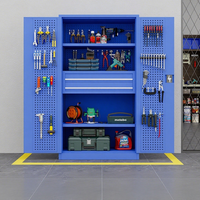 Armoire à outils en acier moderne à 2 portes avec 4 étagères réglables, armoire de rangement en métal pour garage, pliable pour une utilisation en extérieur et pour la salle à manger