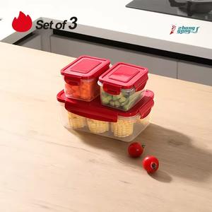Zhanggong 3 uds contenedores de cocina apilables a prueba de fugas contenedor de almacenamiento de alimentos de plástico hermético para almacenamiento de carne, frutas y verduras - Product Image 1