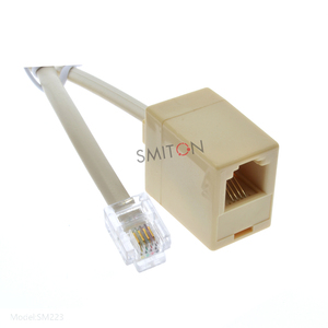 RJ11 6P4C 1 ตัวผู้ต่อ 1 ตัวเมียอะแดปเตอร์ต่อสายโทรศัพท์ - Product Image 3