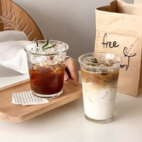 Verres à boire en verre transparent simples, tasses à café, tasses à latte, gobelets à jus, mugs à lait, bouteilles d'eau, verrerie de maison