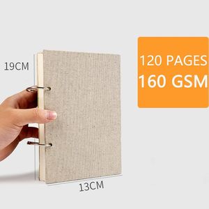 Carnet de croquis rétro à spirale, couverture en papier couleur crème, 120 pages, 160 g/m², épais, rechargeable, feuilles mobiles, pour dessin artistique - Product Image 2