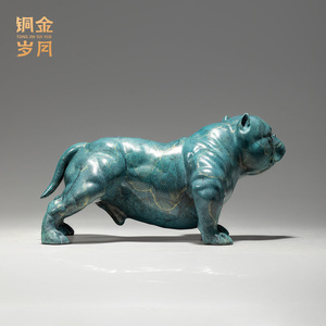 Juego de figuras de bulldog Copper And Gold Years, escultura de latón hecha a mano, decoración de escritorio para sala de estar - Product Image 4