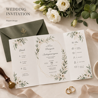 Cartes d'invitation de mariage pliables personnalisées, design élégant botanique floral et eucalyptus avec détails multi-pages et itinéraire
