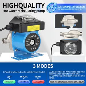 Kit de pompe de recirculation d'eau chaude instantanée Egmiku 15PBG-6 110V avec minuterie intégrée pour systèmes de chauffe-eau - Product Image 3