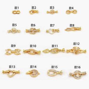 18k Gold Color Preserving Zircon Clasp Mixed Shapes DIY Jewelry Accessories For <b>Bracelet</b> Making <b>Copper</b> Plated Findings - Product Image 2