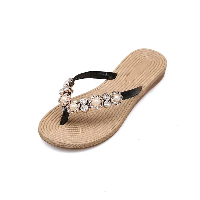 Diamond decoration womens flat sandals dress shoes fashion flip-flop slippers