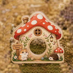 La dernière maisonnette pour hamster en bois massif écologique, mignonne et multifonctionnelle, en forme de maison de pain d'épices - Product Image 5