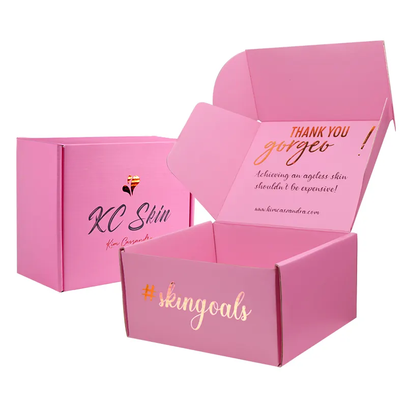 Hot Verkoop Custom Printing Luxe Goudfolie Cosmetische Geschenkdoos Verzending Mailer Dozen Met Hoge Kwaliteit