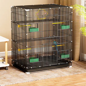 Plastik tepsi ve evcil hayvan besleme ambalajı ile donatılmış yükseltilmiş ve özel yapılmış demir yapıya sahip sağlam kuş kafesi. - Product Image 4