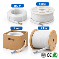 Kabel Fiber Optik Indoor UKCC GJXH 100m 500m 1km 2km Panjang Gulungan untuk Instalasi FTTH
