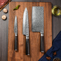 Couteau de Chef en Acier Damas Forgé et Martelé, Lame de 19,5 pouces à Tranchant Affûté, pour Trancher Légumes et Couper Viande, Manche en Bois, Chine
