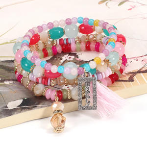Fashion <b>Beaded</b> <b>Bracelets</b> Set Multilayer Tassel Charm Women's Bohemia Style Gift Jewelry Acrylic Resin Pearl <b>Bracelets</b> - Product Image 3