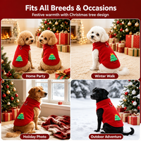 Vêtements d'hiver en gros pour chiens, pull en polaire motif sapin de Noël pour chiots de petite race Teddy, vêtements pour animaux de compagnie, fournisseur