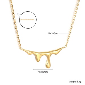 Collar Geométrico Creativo, Joyería de Acero Inoxidable Minimalista y Moderna, Collar con Baño de Oro de 18K con Diseño de Gota de Agua - Product Image 2