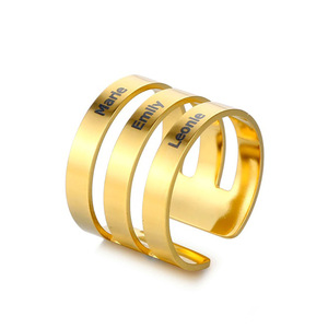 Stainless Steel <strong>Personalise</strong> Blank Open Wrap Adjustable <strong>Ring</strong> Custom Engraved Two Triple <strong>Name</strong> Layered Cuff <strong>Ring</strong> for Gift - Product Image 5