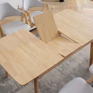 Nordic Solid <b>Wood</b> <b>Dining</b> <b>Table</b> Set 6 Piece <b>Extendable</b> Walnut Color <b>Dining</b> Room Furniture - Product Image 2