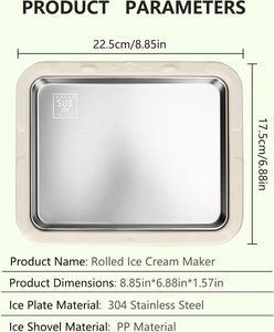 Kit de fabrication de glace roulée instantanée à faire soi-même en acier inoxydable 304, avec <span class=keywords><strong>2</strong></span> spatules pour les slushies, le yaourt glacé - Product Image 2