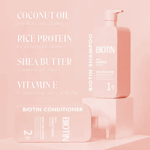Champú acondicionador de queratina para el cuidado del cabello, conjunto de champú <span class=keywords><strong>y</strong></span> acondicionador de <span class=keywords><strong>biotina</strong></span> hidratante anticaspa rosa de 400ml - Product Image 4