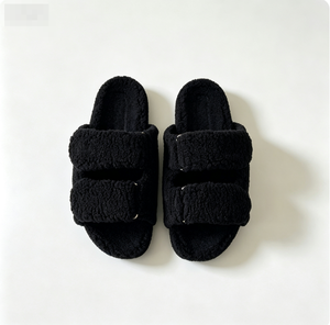 <b>Summer</b> Women Pure White Double Layer Plush Faux Fur <b>Slippers</b> Open Toe Grip Sole Bedroom Custom Label For Brands Chic Woman Coral - Product Image 4