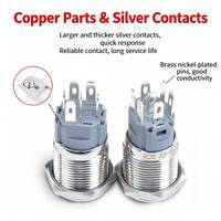 Interrupteur à bouton-poussoir industriel en métal avec anneau LED bicolore ou tricolore 12V, étanche et anti-poussière, pour panneau de commande de machines