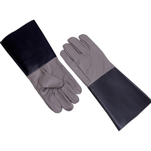 Gants <span class=keywords><strong>de</strong></span> protection spéciaux pour soudeurs, en cuir <span class=keywords><strong>de</strong></span> vachette, résistants aux hautes températures, en cuir véritable, couleur foncée, avec mousse - Product Image 6