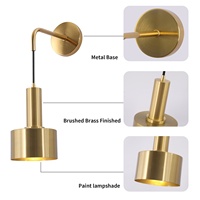 Lampe murale en métal avec abat-jour en laiton brossé, base réglable, style minimaliste nordique, décoration de la maison, luxe