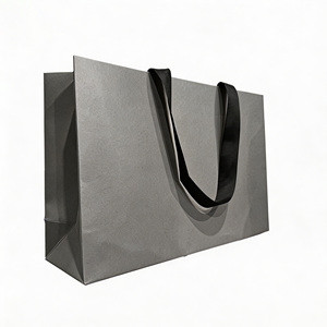 Custom Art Paper Shopping <b>Bag</b> With Black Flat Handles Classic Style Business Gift Packaging - Product Image 5