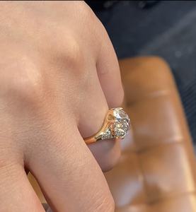 แหวนเพชรแกะสลักแบบเก่า9K 10K 14K 18K PT โรสเหลืองทองคำขาว/อัญมณีผลิตจากโรงงาน - Product Image 4