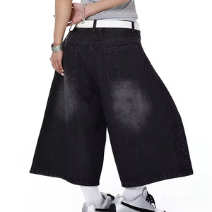 Shorts en <span class=keywords><strong>jean</strong></span> personnalisés pour femmes, shorts en <span class=keywords><strong>jean</strong></span> décontractés avec strass pour femmes, pantalons <span class=keywords><strong>mi</strong></span>-jeans amples - Product Image 2