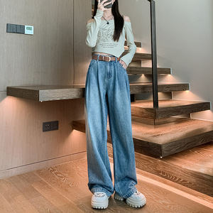 2023 pantalones vaqueros azules nostálgicos de cintura alta con volantes para mujer, de alta elasticidad, informales, versátiles, altos y finos, almacenados al por mayor - Product Image 2