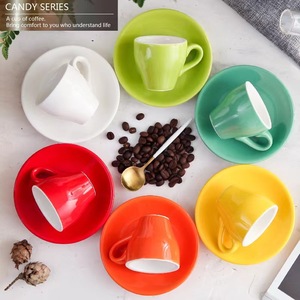 SWT Logo personnalisé Cappuccino Espresso 350ml 220ml 80ml Ensemble de tasses à café et soucoupes en céramique colorée mate brillante - Product Image 2
