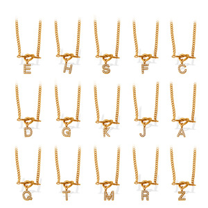Collier pendentif lettre mode européenne et américaine, entièrement serti de diamants, en acier inoxydable, chaîne de clavicule, bijou cadeau pour femme - Product Image 5