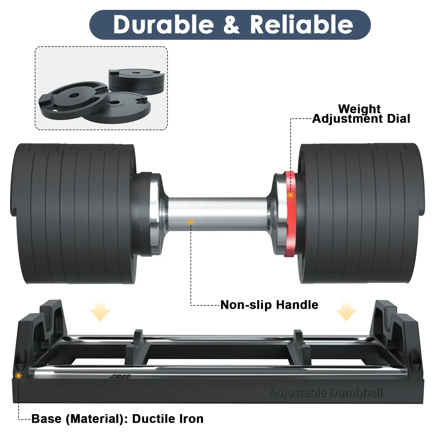 Snode AD80LBS verstellbare Hantel 40kg 22kg 80lbs heißer Verkauf alle Eisen schnell anpassen Freie Gewichte Hochwertige Hanteln