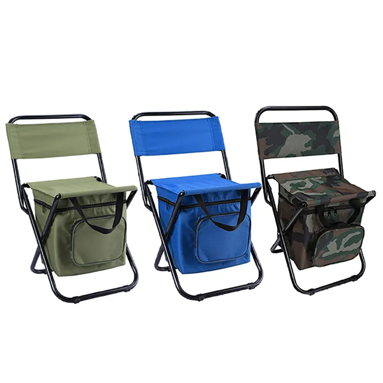 Outdoor tragbare zusammen klappbare bequeme Rucksack klappbare Kühltasche Stuhl Camping Angel hocker Günstige Freizeit Strandkorb