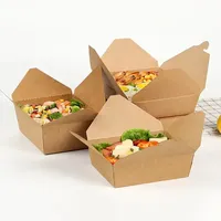 Boîte à déjeuner jetable personnalisée en papier kraft pour sushis et nouilles, conteneur alimentaire rapide, pliable, avec lamination brillante, 337 g/m², plastique