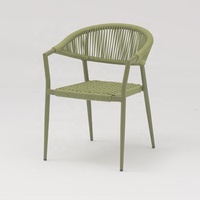 Chaise de salle à manger de luxe moderne avec corde tissée chaise intérieure et extérieure avec cadre en aluminium pour patio de restaurant