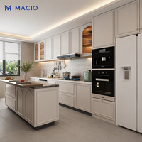 Armoires de cuisine MACIO en MDF français prêtes à assembler avec îlot, ensembles complets, solution clé en main pour projets de villas et maisons entières, vente en gros