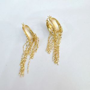Pendientes de Aro Xinfly Au750 para Mujer, Diseño de Alta Gama, Lujosos, con Borla en Forma de U y Clip para la Oreja, Ideales para Fiestas - Product Image 3