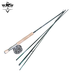 Vente flash - <span class=keywords><strong>Canne</strong></span> à pêche à la <span class=keywords><strong>mouche</strong></span> personnalisée 9'7 durable et moulinet assorti, carbone, 4 sections, <span class=keywords><strong>canne</strong></span> à pêche à la <span class=keywords><strong>mouche</strong></span> portable pour débutant - Product Image 2