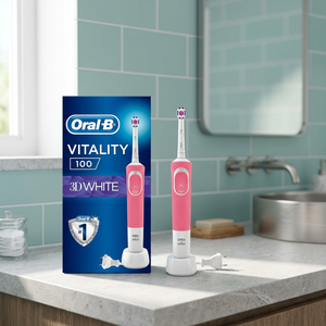 Cepillo de Dientes Eléctrico Oral-B Vitality 100 Cross Action con Pantalla LED Inteligente, Recargable, para Adultos y Familias, Color Fresa - Product Image 3
