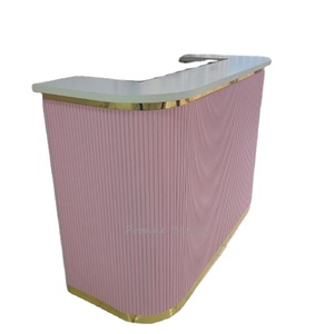 Escritorio de recepción <span class=keywords><strong>MESA</strong></span> mostrador rosa y dorado Precio de salón de <span class=keywords><strong>uñas</strong></span> spa lujo moderno - Product Image 1