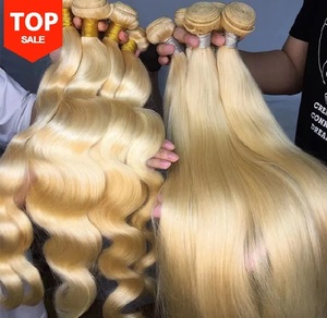 Extensions de <span class=keywords><strong>Cheveux</strong></span> Humains Vierges Brésiliens Blonds de Haute Qualité, Tissage Double Trame Faite à la Machine, Modèle 613, 10-32 Pouces - Product Image 2