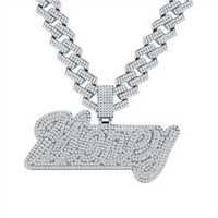 Collier Pendentif Lettre Personnalisé en Argent S925 Plaqué Or avec Diamants Moissanite VVS, Chaîne Maille Cubaine, Style Hip Hop, Pendentif Prénom Personnalisé