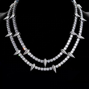 สร้อยคอเทนนิสลายเสือดำสุดฮอต ลดราคาพิเศษ เพชร VVS moissanite ผ่านการทดสอบเพชร ชุบทอง เงินแท้ 925 พร้อมใบรับรอง GRA - Product Image 1