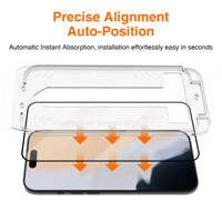 Protection d'écran en verre trempé 9H ultra-fin 2.5D avec impression soyeuse et kit de dépoussiérage automatique pour iPhone 17 Air, 16E, 14, 15 Plus, 13, 12 Pro Max
